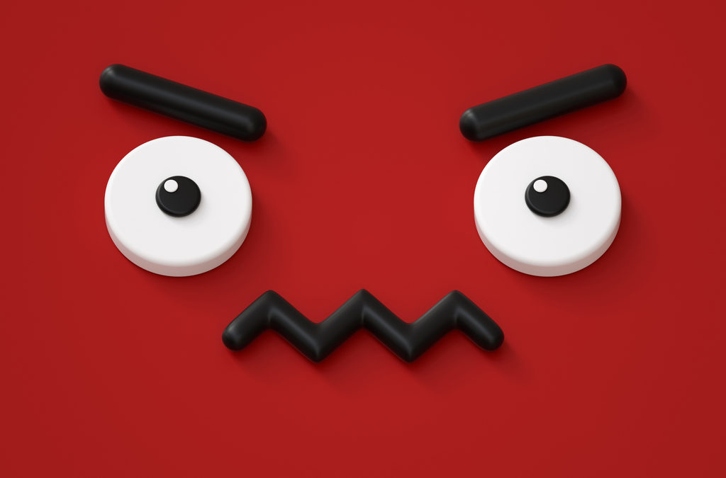 3d render, abstract emotional face icon, grumpy character illustration, cute cartoon monster, emoji, emoticon, toy