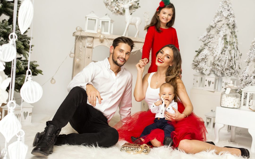 Portrait of Perfection, Beautiful Family in Christmas Scenery