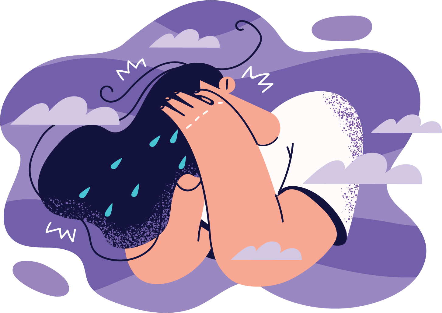 Illustration of crying woman